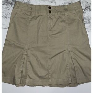 Y2K So Wear it Declare It Pleated Ruffle Khaki Skirt Size 11 Preppy Academia‎